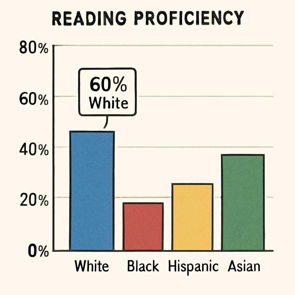 Racial comparison of reading ability statistics showing white student performance