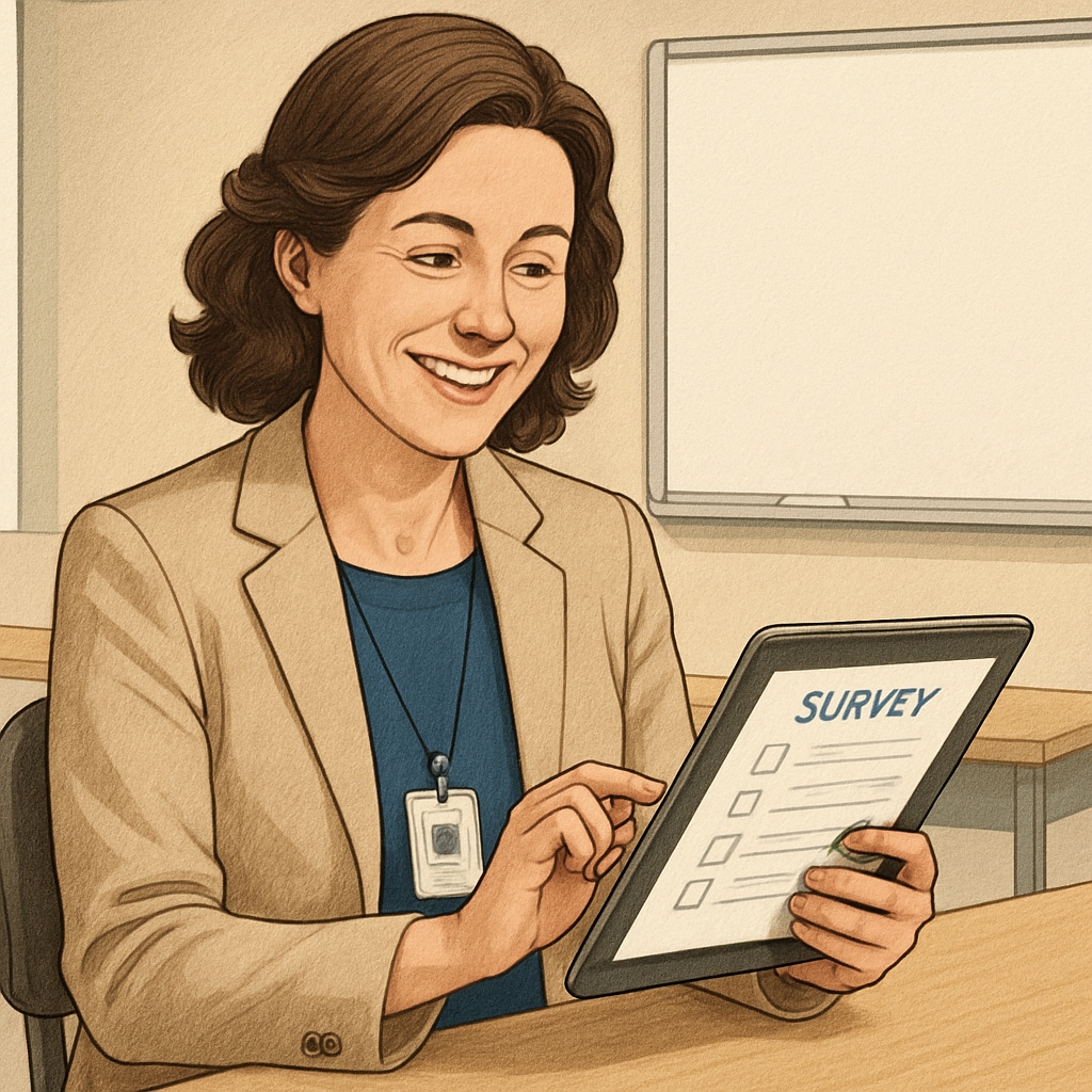 Teacher participating in a Google Forms research survey