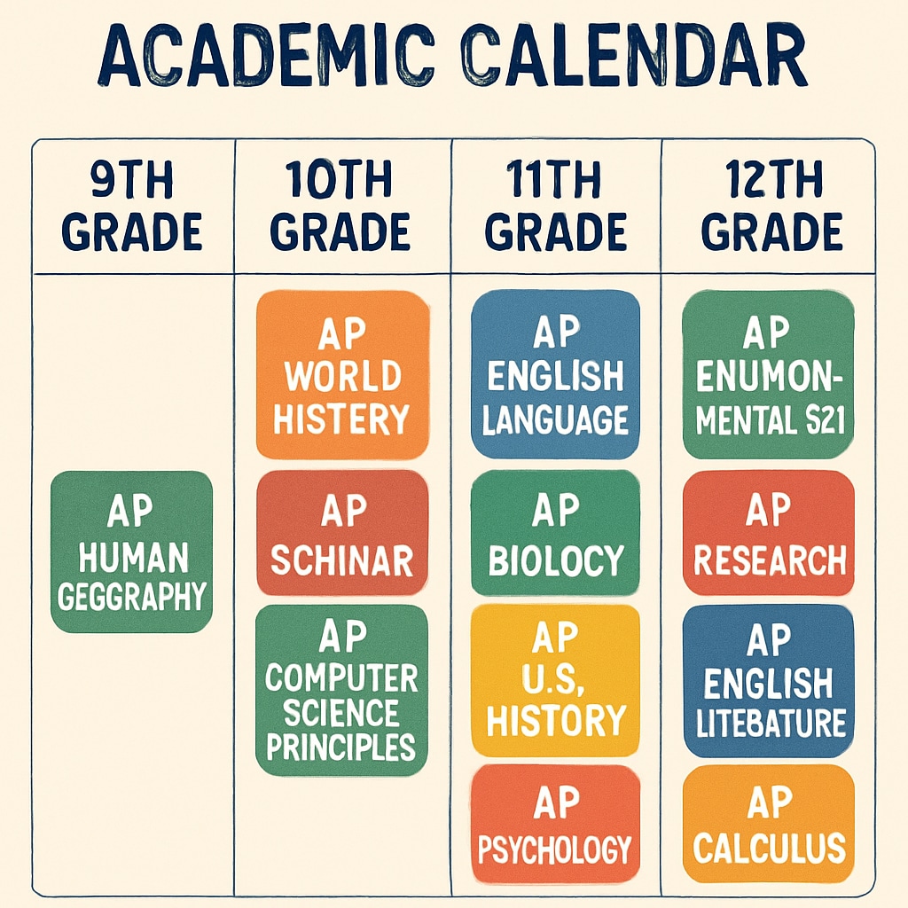 Visual timeline for balanced AP course distribution strategy