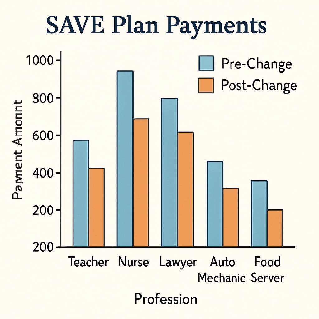 Student loan repayment increase data visualization for SAVE plan changes