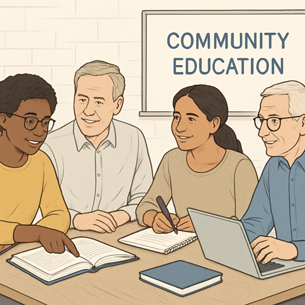 Adult students addressing educational gaps in community learning environment