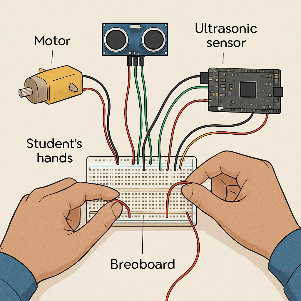 Project-based learning in beginner robotics education with labeled parts
