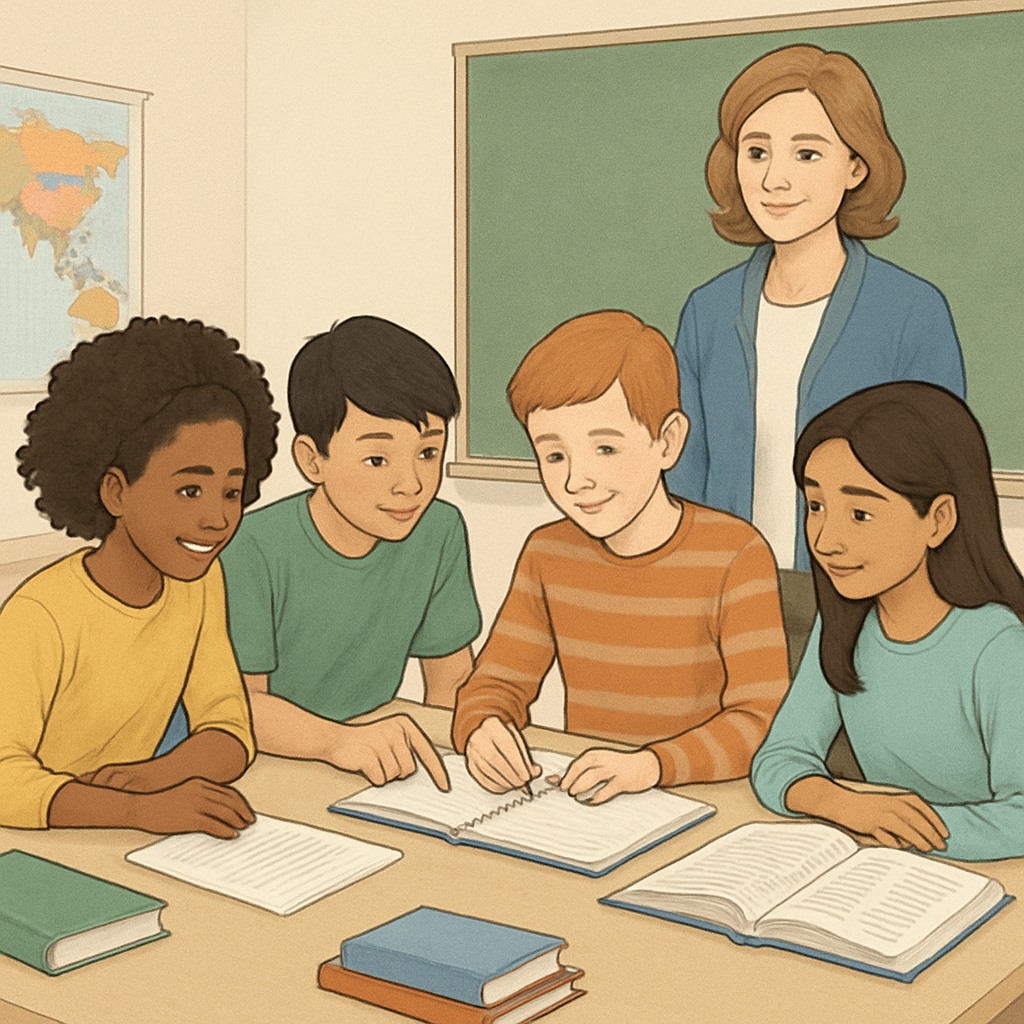 NYC public school students engaged in group learning