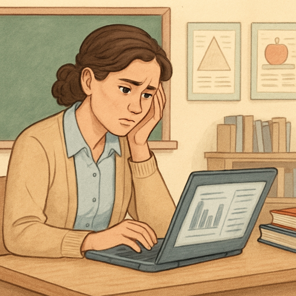 Teacher evaluating AI education impacts