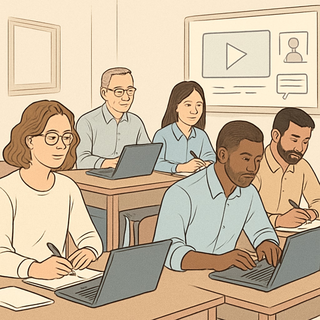 Online GED course students learning virtually
