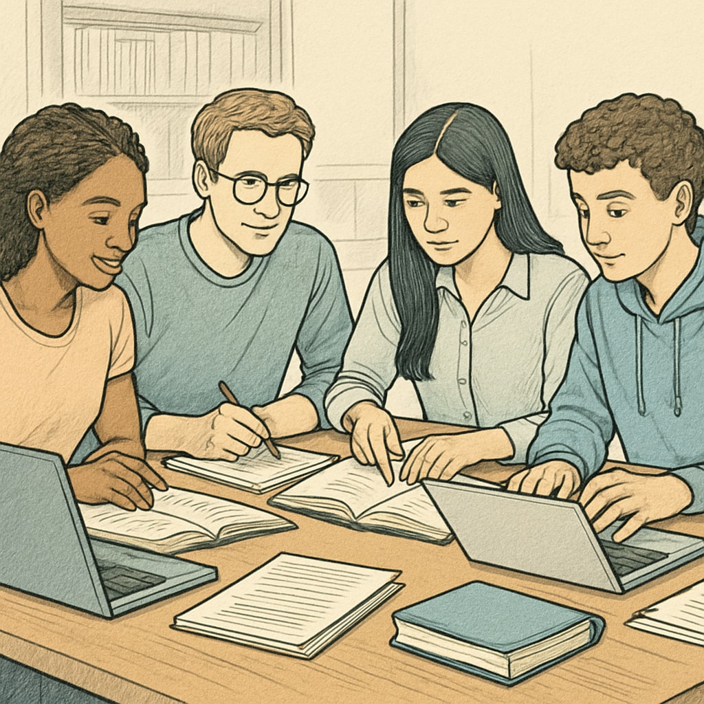 Student-athletes practicing academic integrity through group study sessions