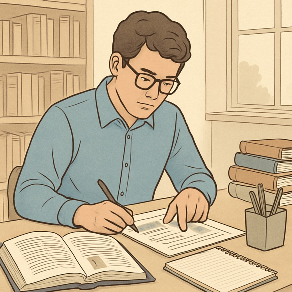 A graduate student studying education materials in a well-lit academic environment Education master's degree student researching career options