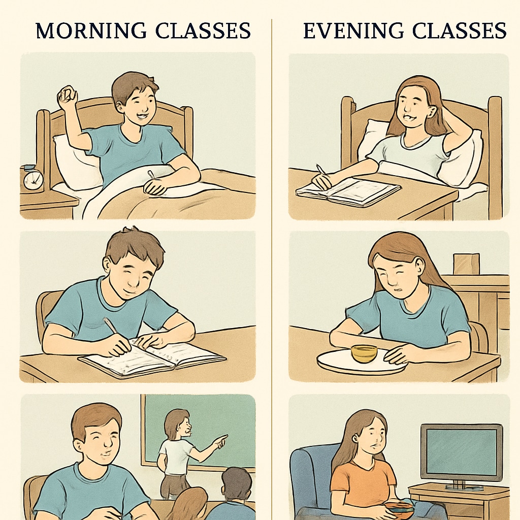 College course scheduling comparison for morning and evening classes