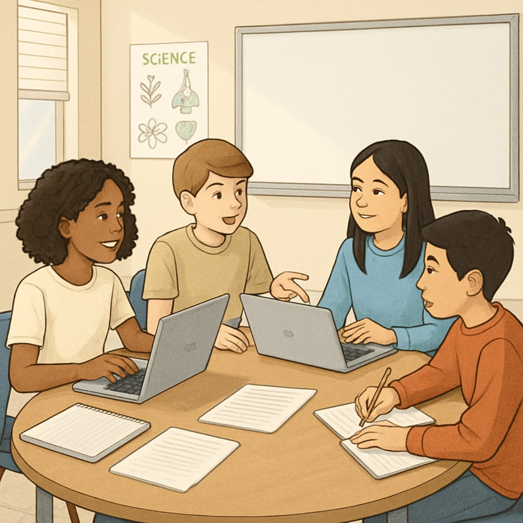 Students practicing lifelong learning principles through group work