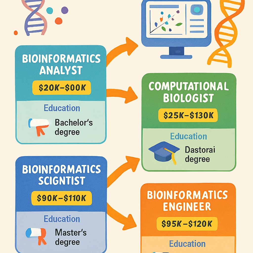 Bioinformatics career growth and scholarship opportunities visual guide
