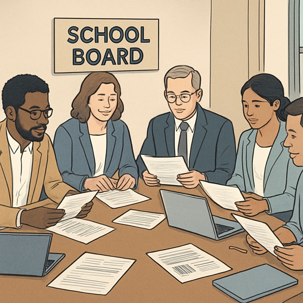 School board members collaborating on education policy decisions