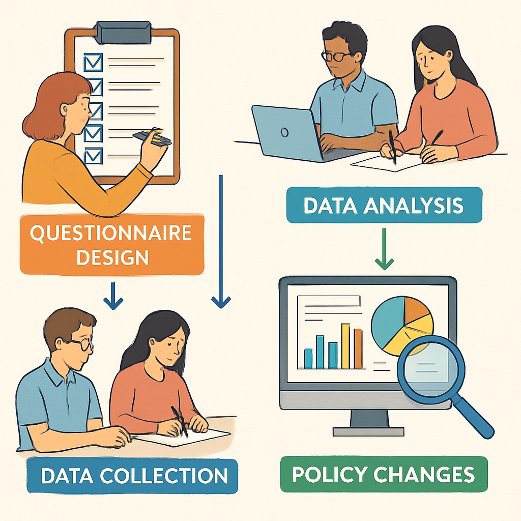 Education research survey workflow visualization