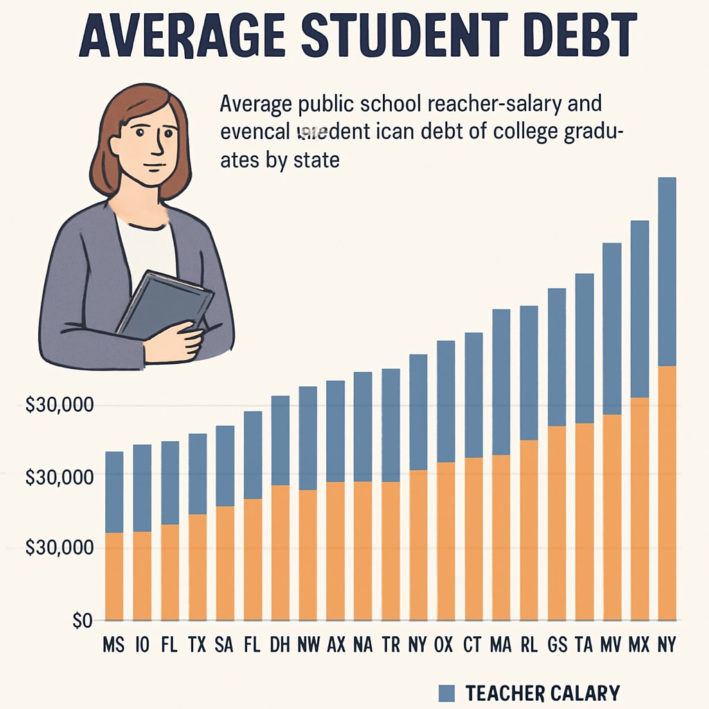 Student loan debt versus teacher salary comparison infographic