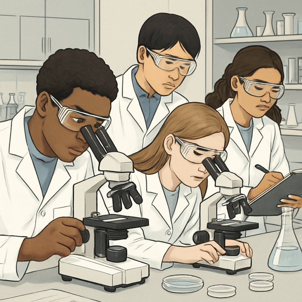 High-achieving students conducting neuroscience research