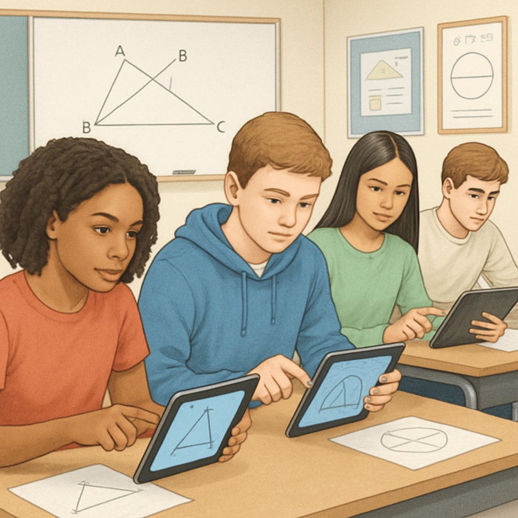 Students using digital tools for high school geometry learning