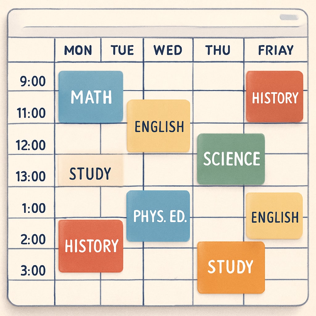Organized student schedule in free calendar app