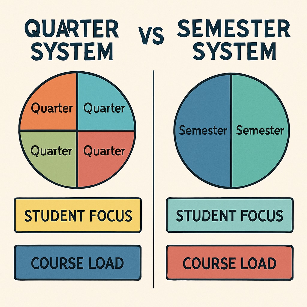 Academic schedule comparison visual for quarter and semester systems