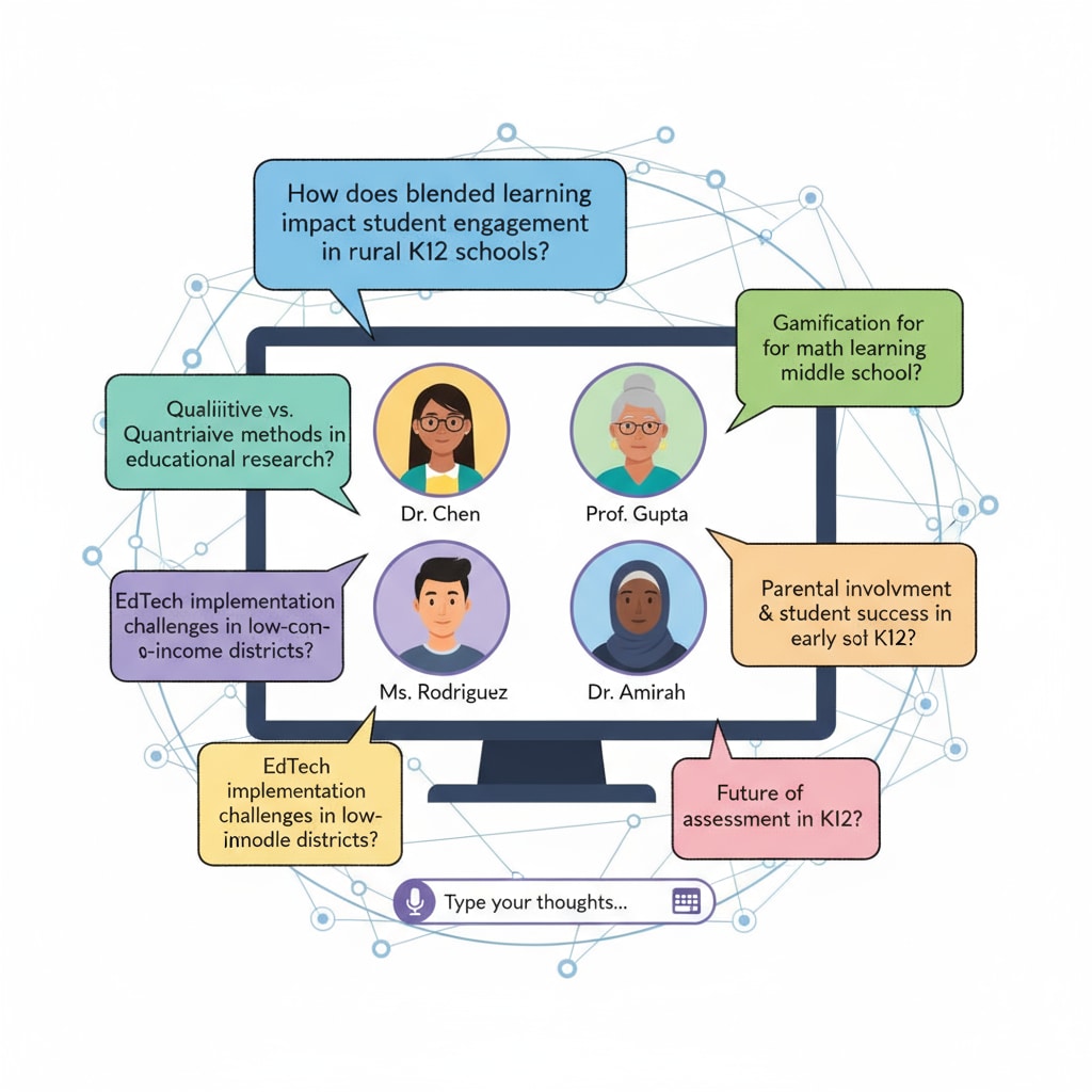 Online communities providing academic assistance for K12 education research through discussions related to media research and survey questionnaires