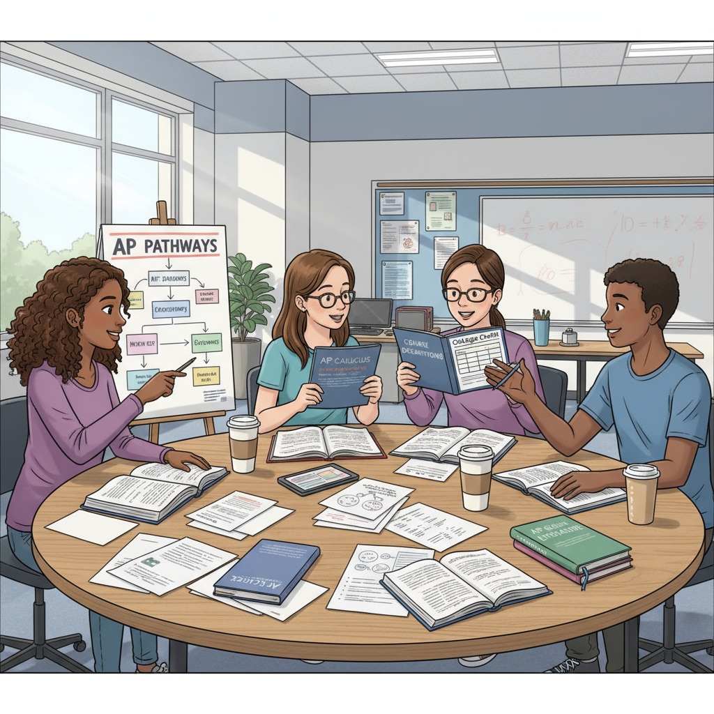 Students discussing AP course options in a study group