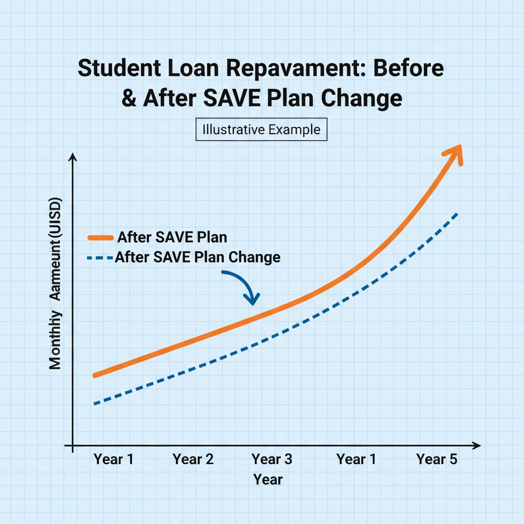 Graph showing student loan repayment increase due to SAVE plan change