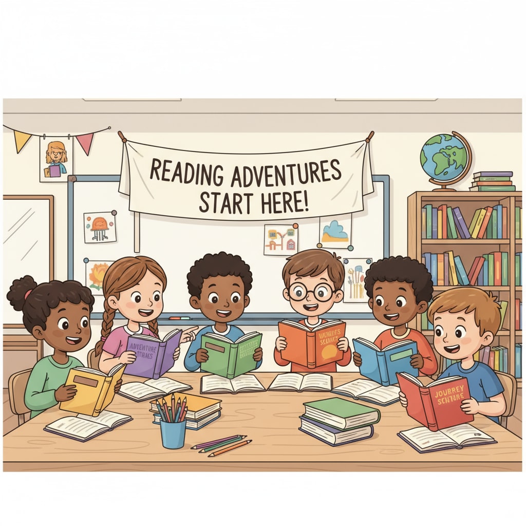 A group of children sitting around a table, reading books with enthusiasm, representing the importance of reading instruction Children engaged in reading, highlighting the significance of reading instruction in the context of