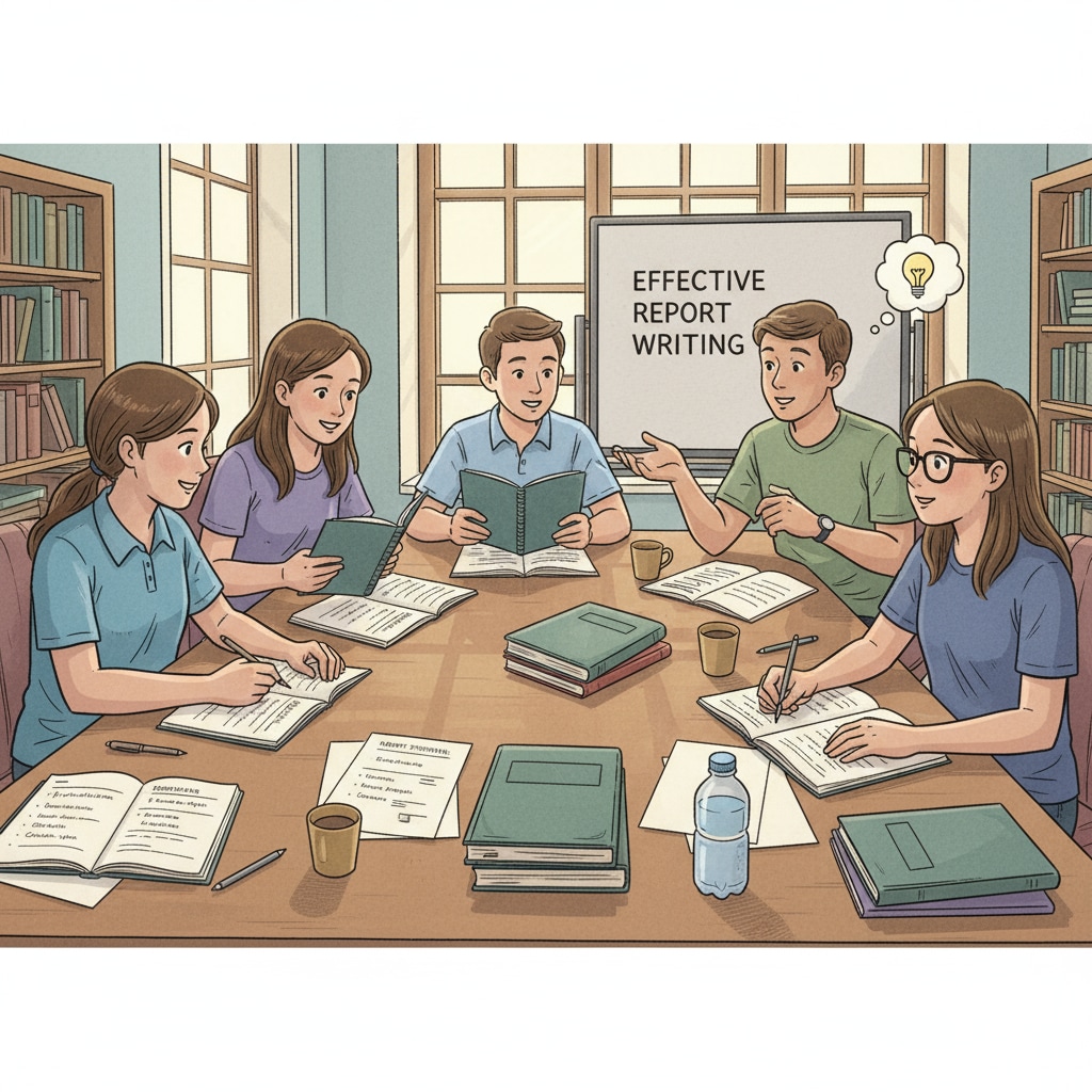 High school students discussing exam report writing skills to improve scores