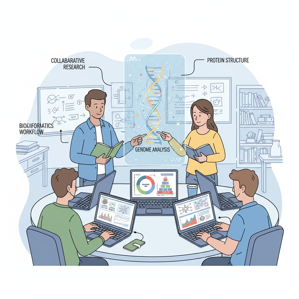 Students working on a bioinformatics project using programming relevant to bioinformatics, programming difficulties, and scholarships
