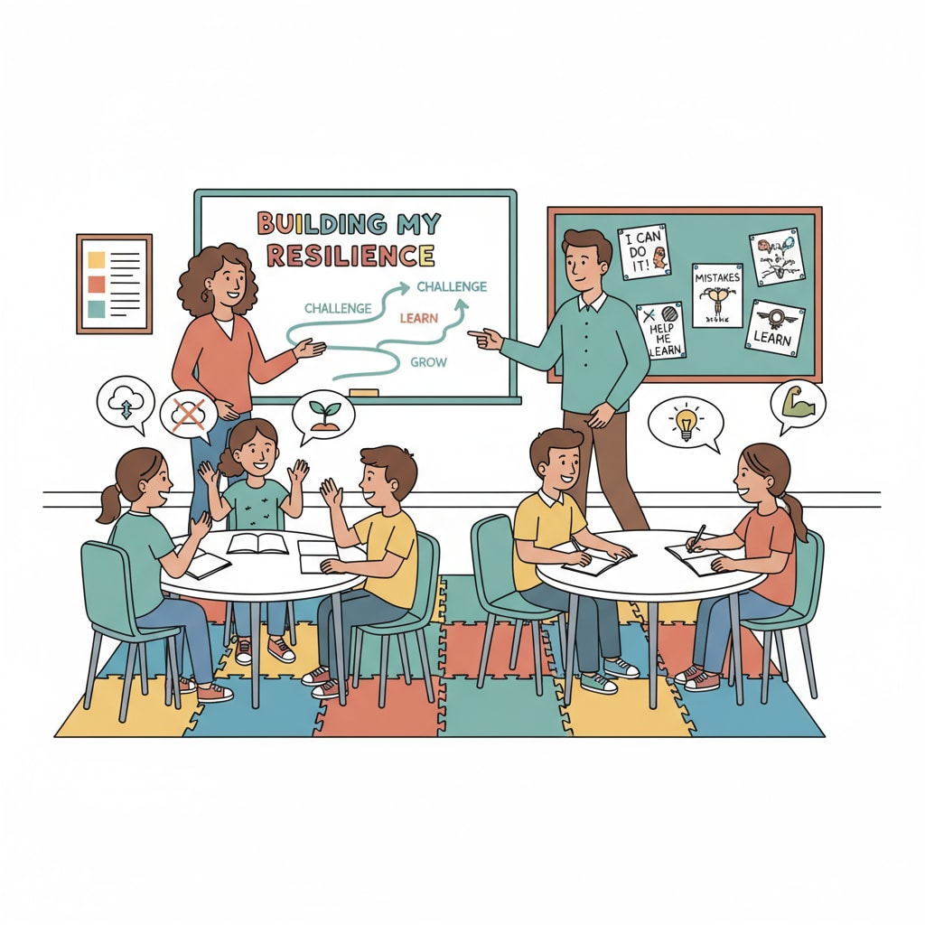 Students and teachers participating in resilience-building activity in school, highlighting school's role in resilience education