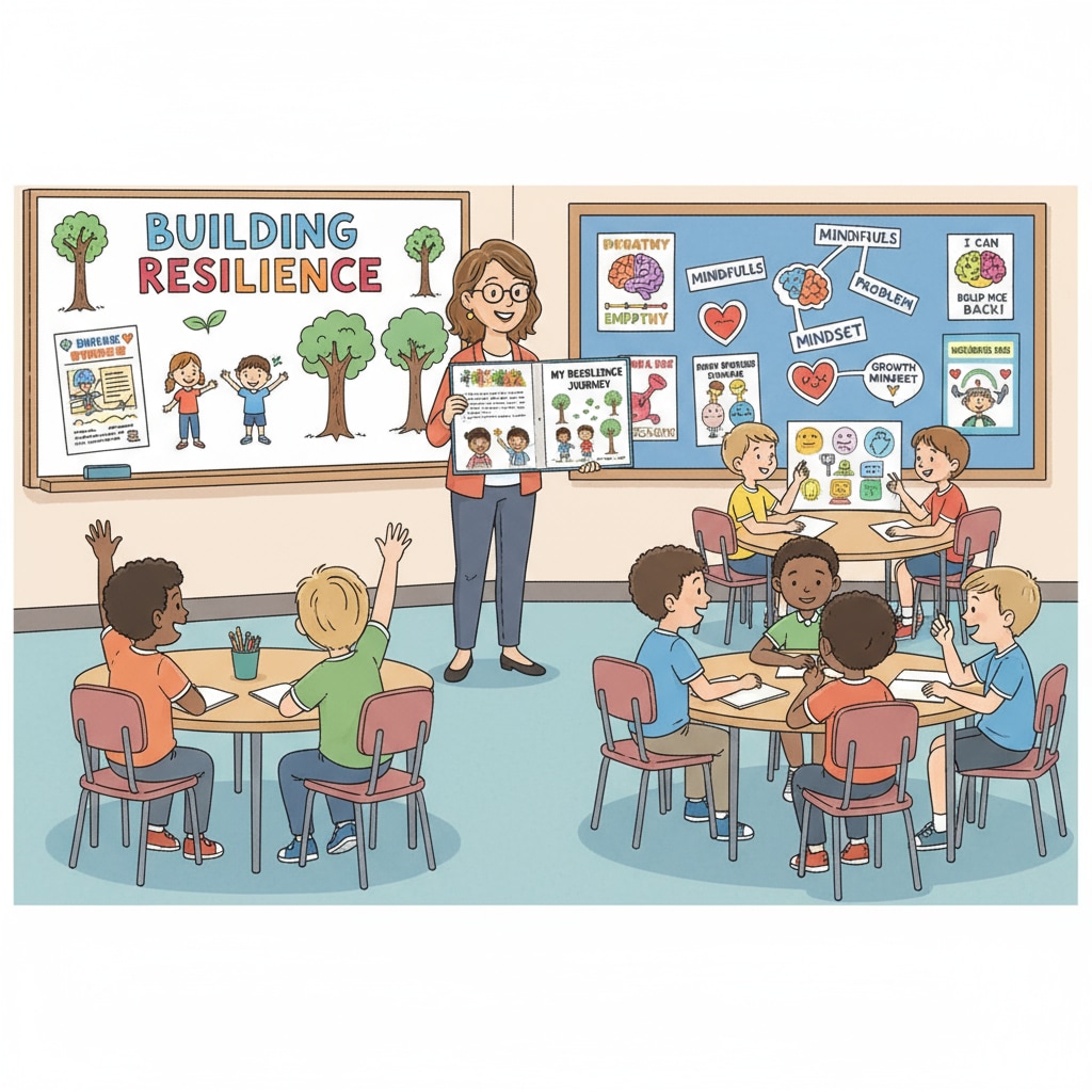 Teacher conducting a SEL class for students, emphasizing school's role in providing structured resilience education