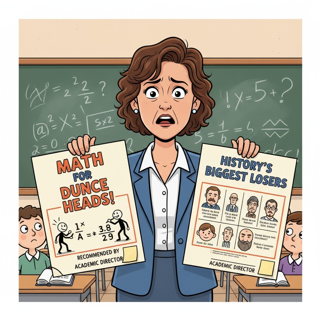 Frustrated teacher with inappropriate teaching materials due to academic director's wrong recommendation