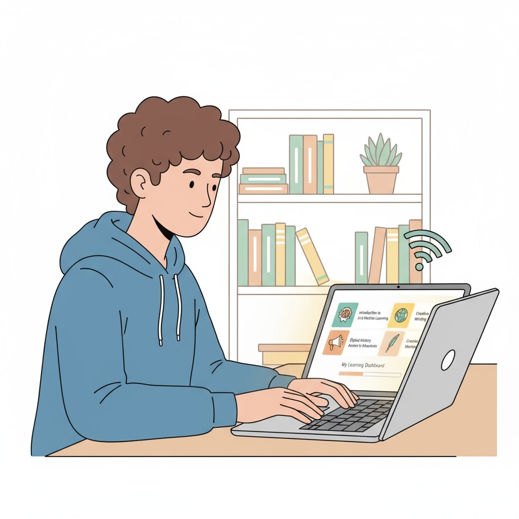 A person using online courses to address learning difficulties and improve basic knowledge