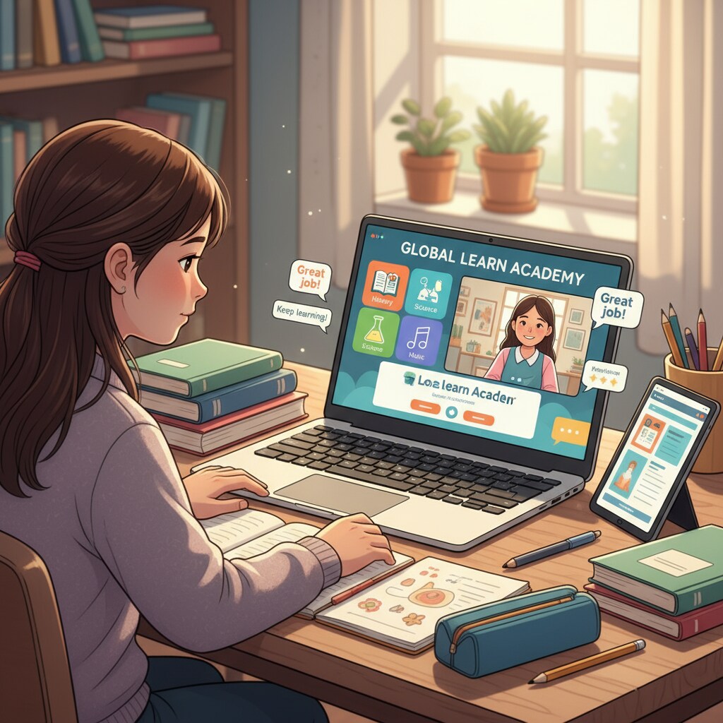 Student using an online platform for alternative learning in the context of Duke TIP, gifted education, ACT test, and dual enrollment