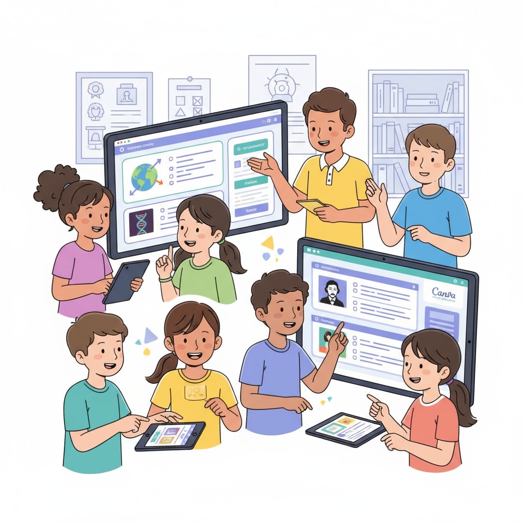 K-12 students using Canva digital learning resources
