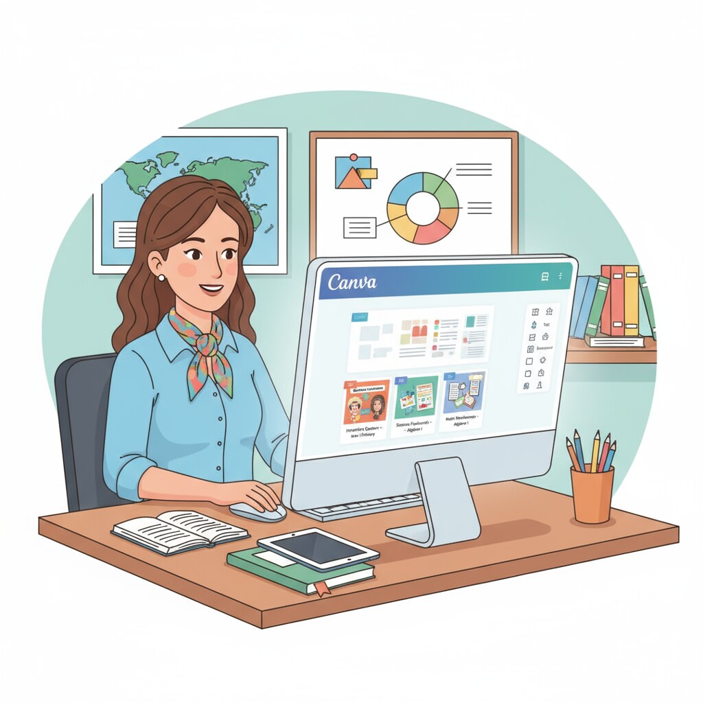 Teacher creating Canva digital files for K-12 education