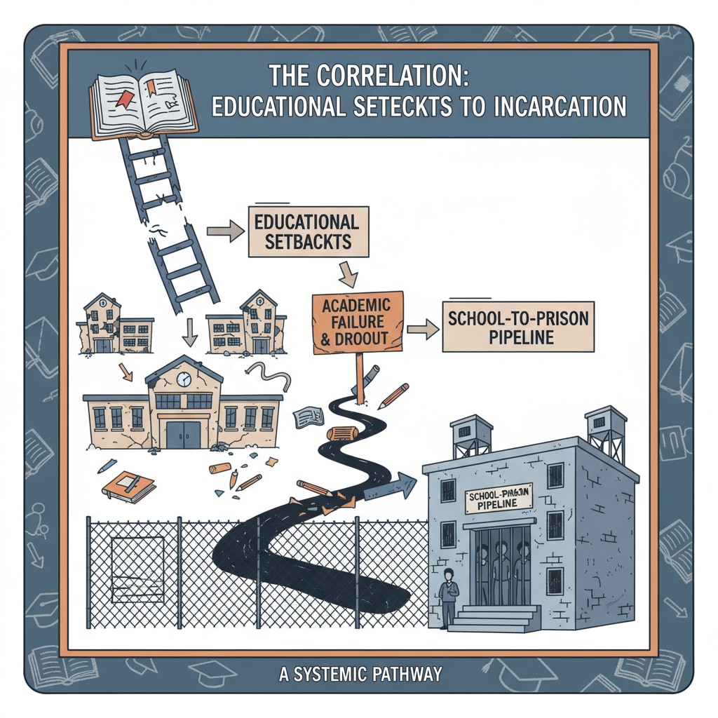 Graph showing the link between reading difficulties from teaching methods and the school-to-prison pipeline as per 