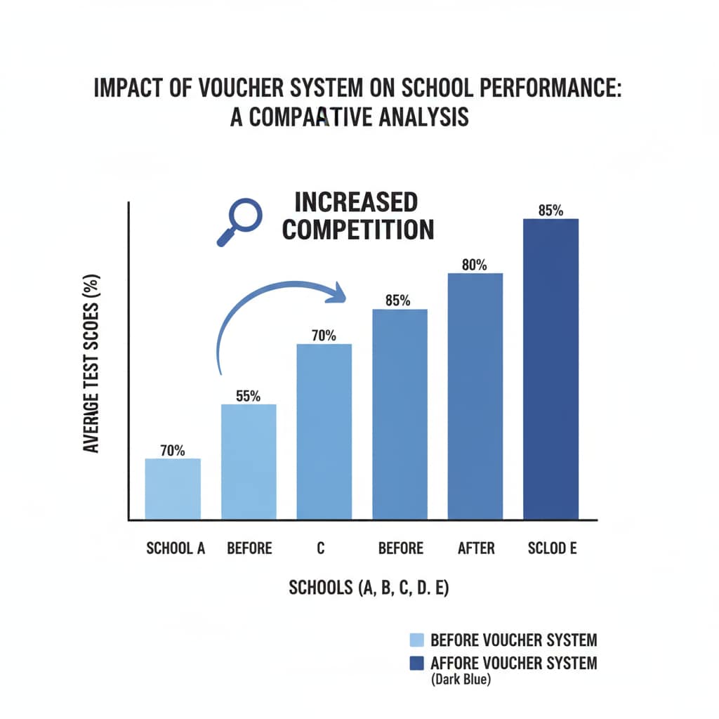 Graph showing the impact of the education voucher system on school competition, relevant to education reform, voucher system, and school liberalization