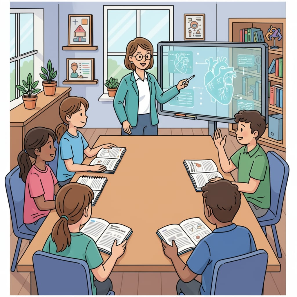 A group of students sitting in an offline tutoring classroom, listening attentively to the tutor. Students in an offline K-12 tutoring classroom relevant to parental trust
