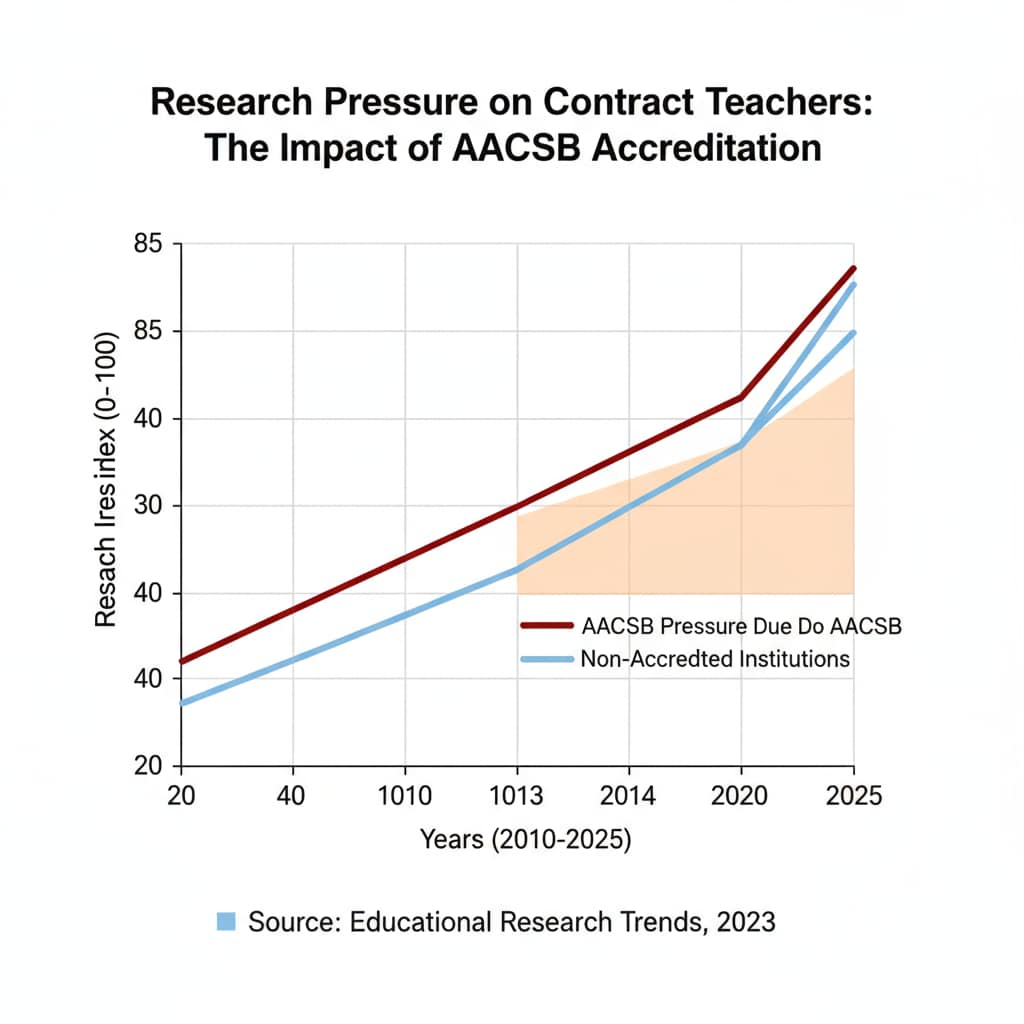 Graph of research pressure on contract teachers related to AACSB accreditation