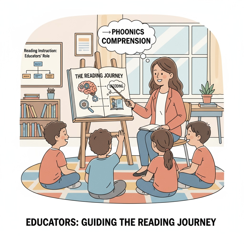 A teacher is explaining reading concepts to students, highlighting the role of educators in reading instruction, which is a key aspect of the A teacher explaining reading concepts to students in the context of education and the