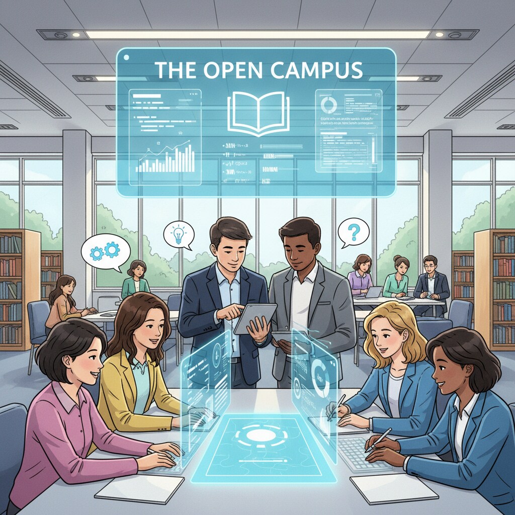 Students from various ethnic backgrounds are shown working together on projects, sharing resources, and having discussions on an uncensored learning platform. Diverse students collaborating on an uncensored learning platform