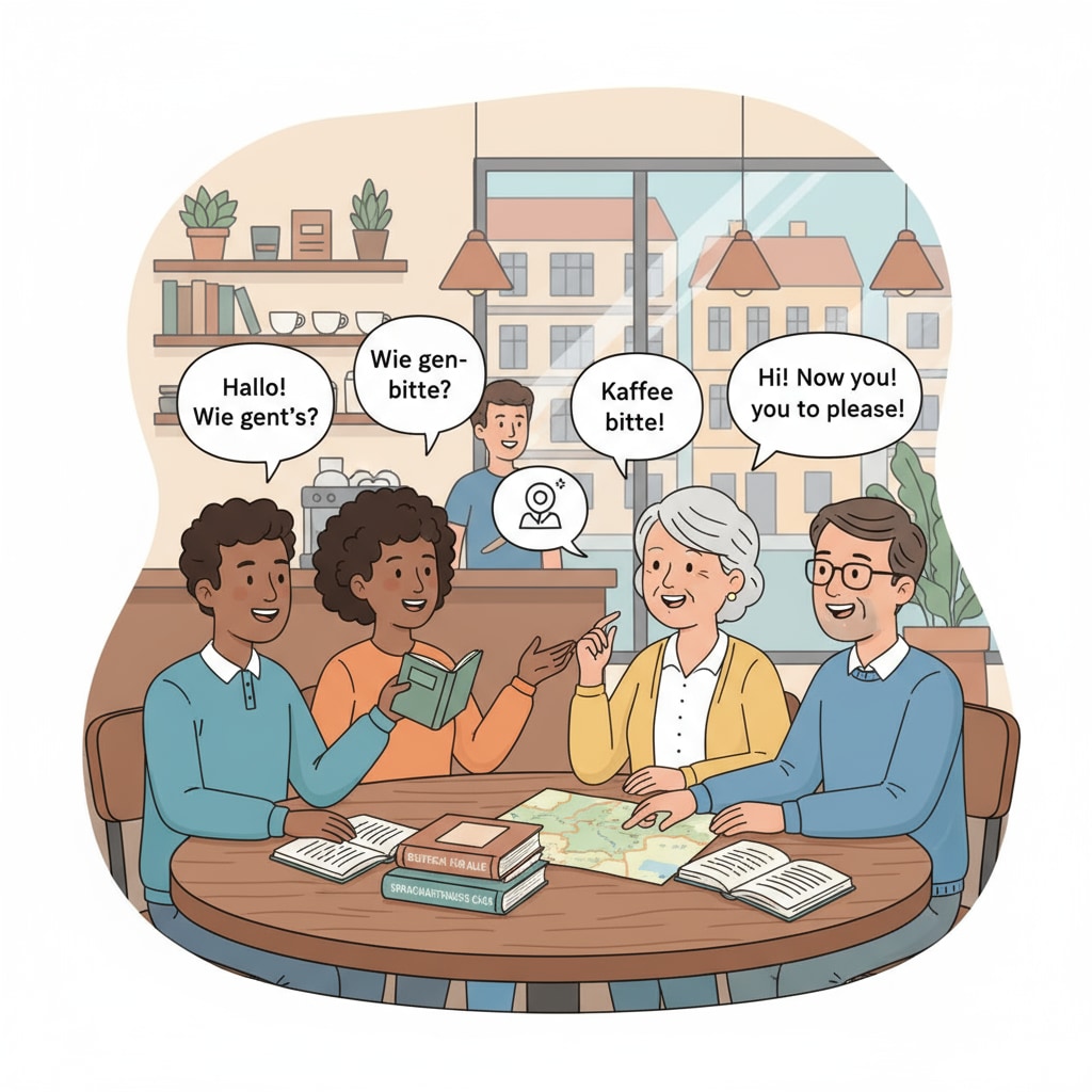 International students trying to communicate in German with locals