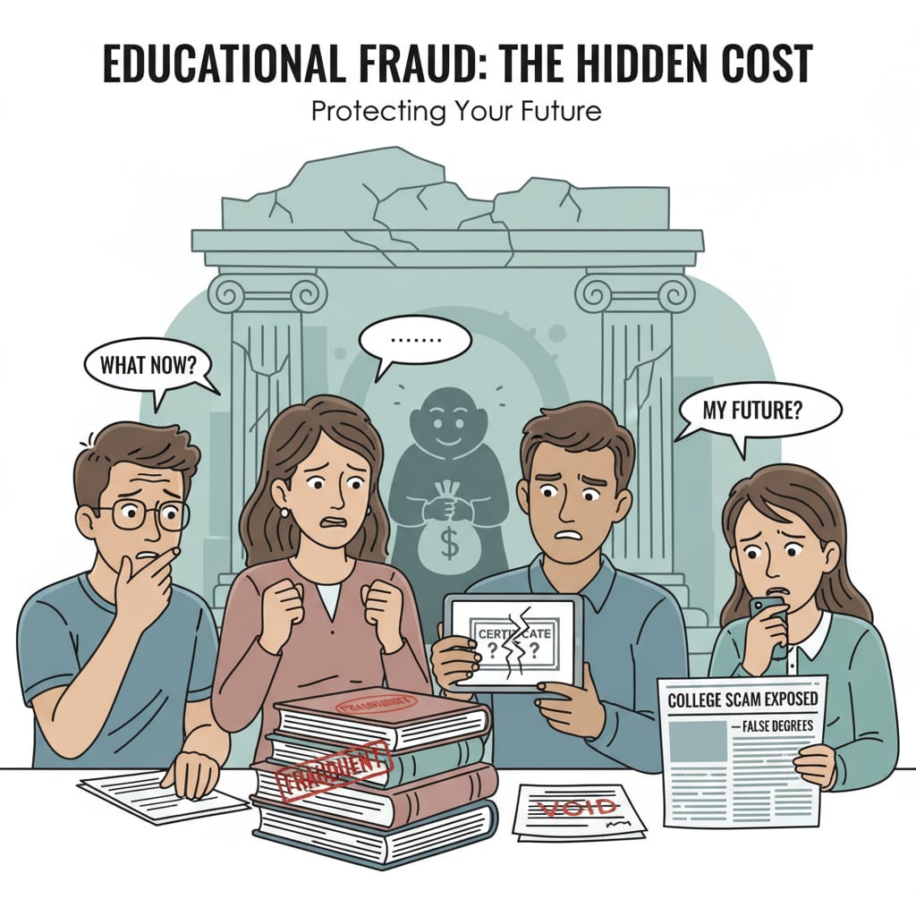 A group of students looking concerned, representing the worry among students due to educational fraud. Students worried about Schiller International University and GEDU Group educational fraud