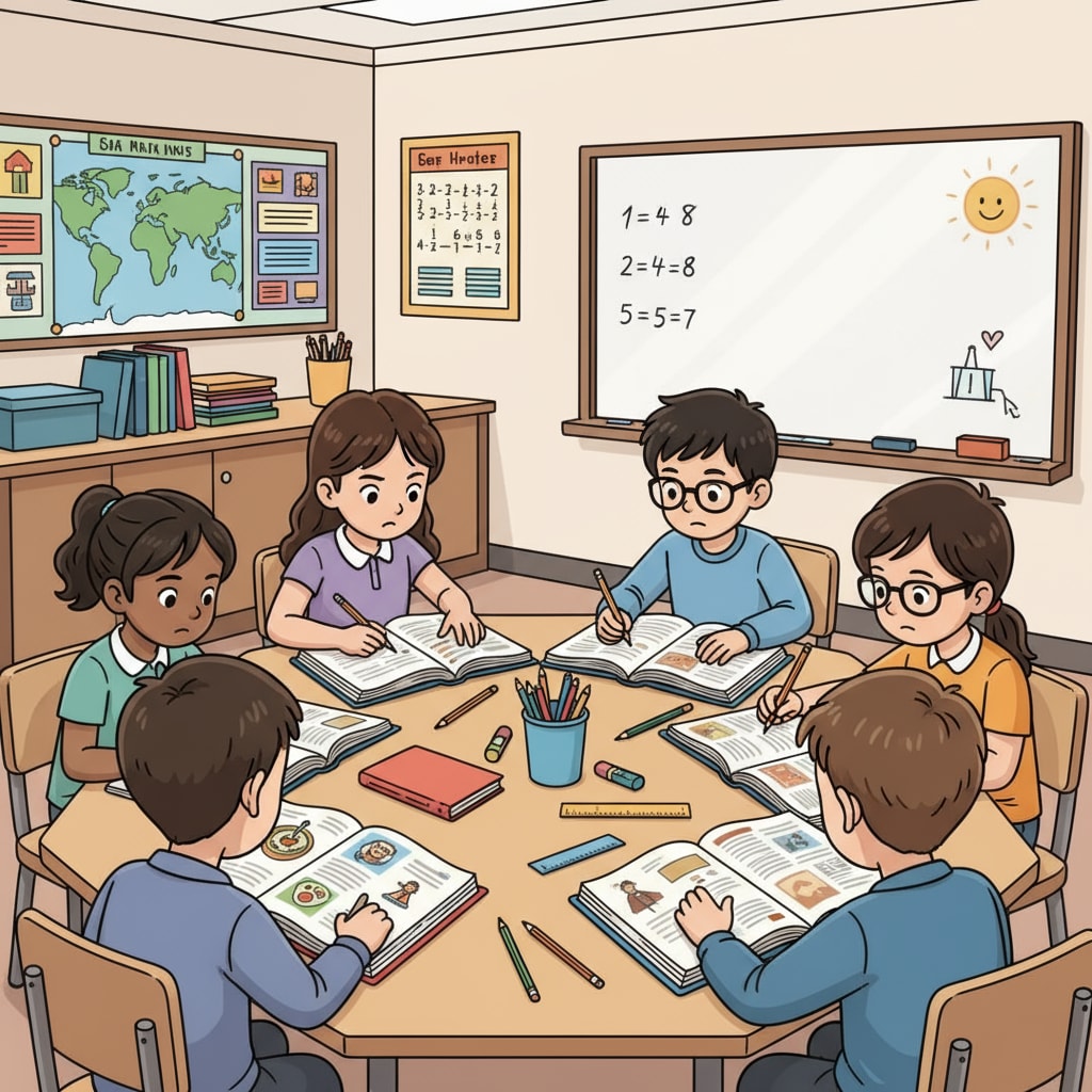 Students in a K12 classroom focused on academic textbooks. K12 students focusing on academic textbooks related to IQ, leadership, General Motors, University of Michigan