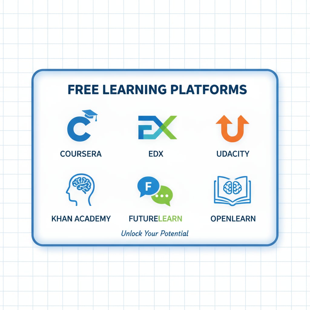 Logos of free learning platforms for easy access