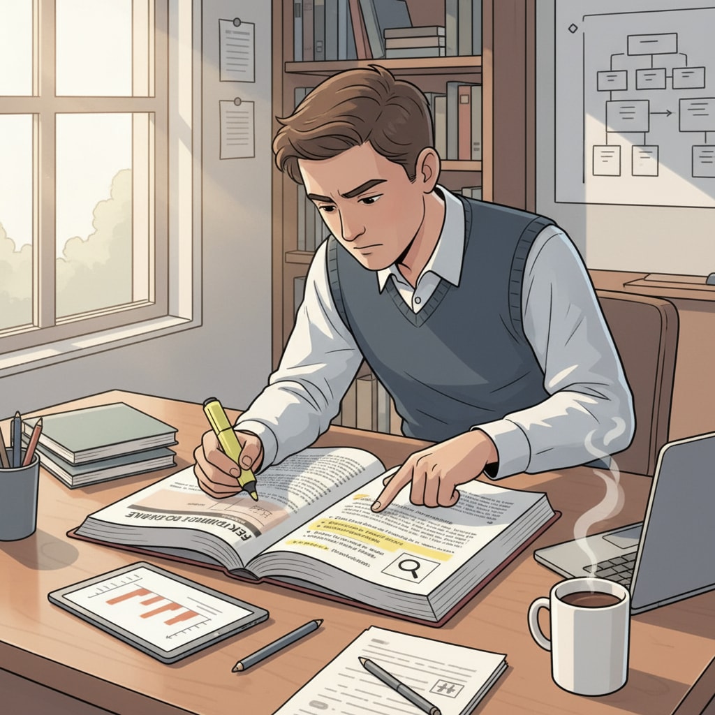 A student is carefully studying the detailed guidelines provided for writing an exam report, highlighting important points. A 10th grader studying exam report writing guidelines to enhance academic writing skills for better exam grades.