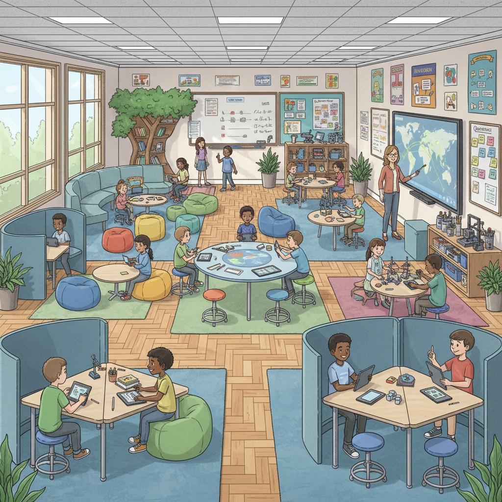 Modern K-12 classroom for teenager space design in educational architecture