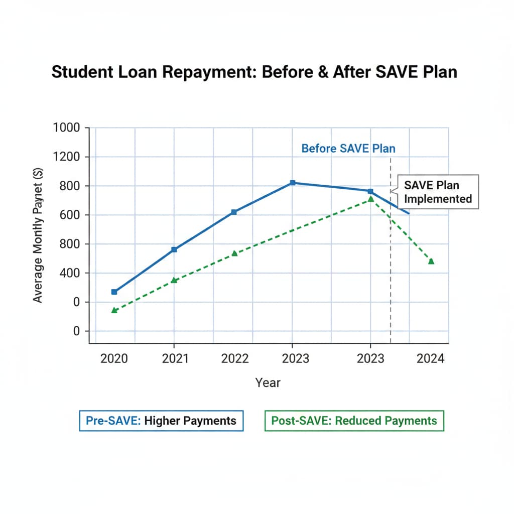 Graph showing the impact of SAVE plan change on student loan repayment amounts