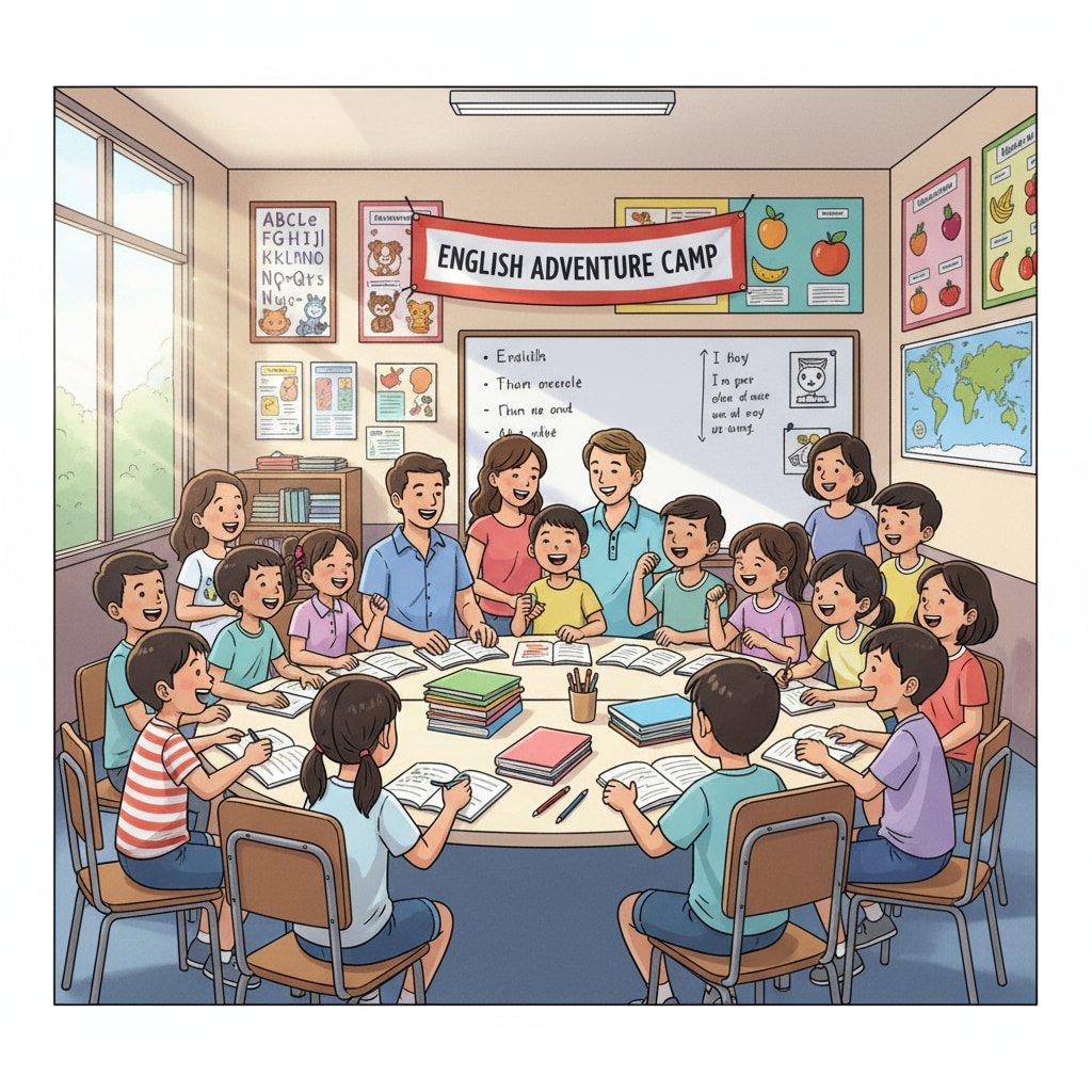 Students and teachers in an English class at a Thai summer camp