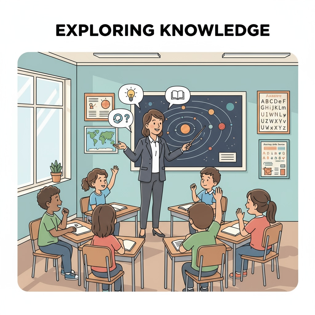 A classroom scene with a teacher explaining and students listening attentively, representing the professional guidance in school education Classroom scene demonstrating the value of school education for self-taught adults with age concerns