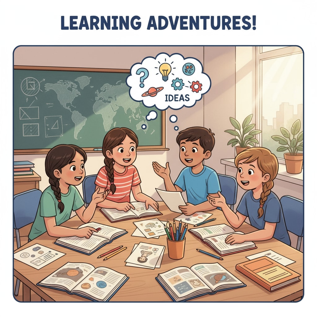 A group of students are having a lively discussion about what they learned in class, with books and papers spread out on the table. Students discussing learning content after class in a learning community